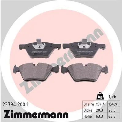 Kit de plaquettes de frein, frein à disque ZIMMERMANN 23794.200.1