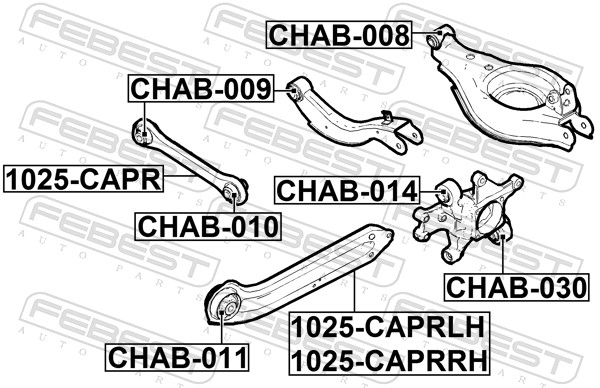 Suspension, bras de liaison FEBEST CHAB-030