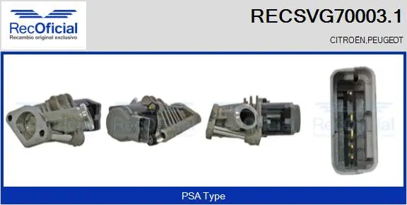Vanne EGR RECOFICIAL RECSVG70003.1