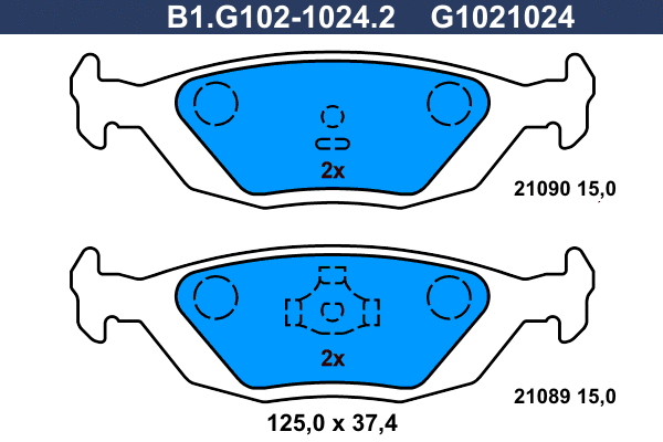 Kit de plaquettes de frein, frein à disque GALFER B1.G102-1024.2