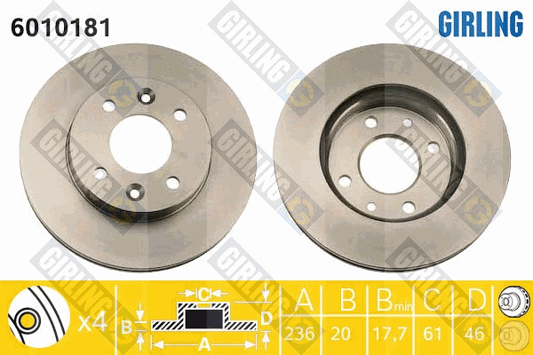 Disque de frein GIRLING 6010181