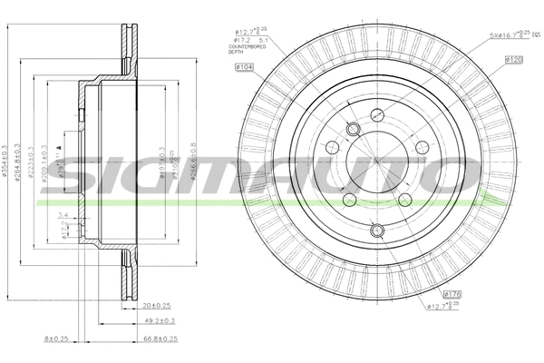 Disque de frein SIGMAUTO DBB437V