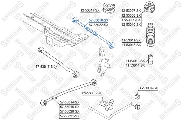 Bras de liaison, suspension de roue STELLOX 57-53016-SX