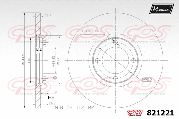 Disque de frein MAXTECH 821221