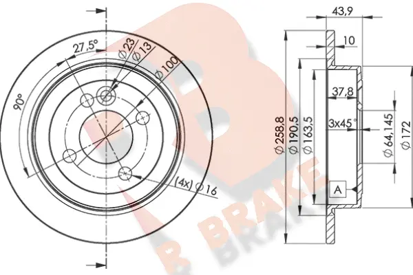 Disque de frein R BRAKE 78RBD28571