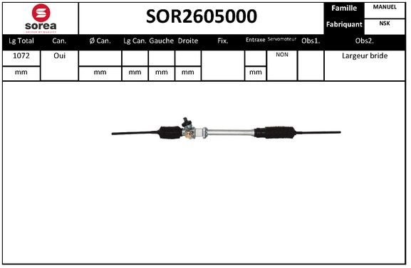 Crémaillère de direction SNRA SOR2605000