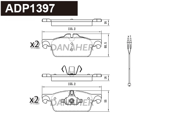 Kit de plaquettes de frein, frein à disque DANAHER ADP1397