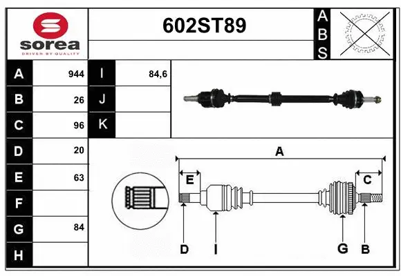 Arbre de transmission STARTCAR 602ST89