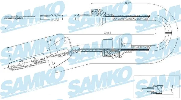 Tirette à câble, commande d'embrayage SAMKO C0063C