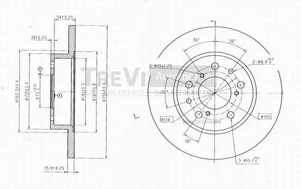 Disque de frein TREVI AUTOMOTIVE BD1004