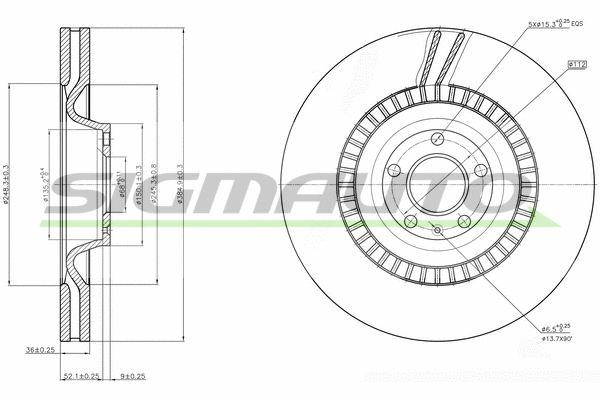 Disque de frein SIGMAUTO DBB899V
