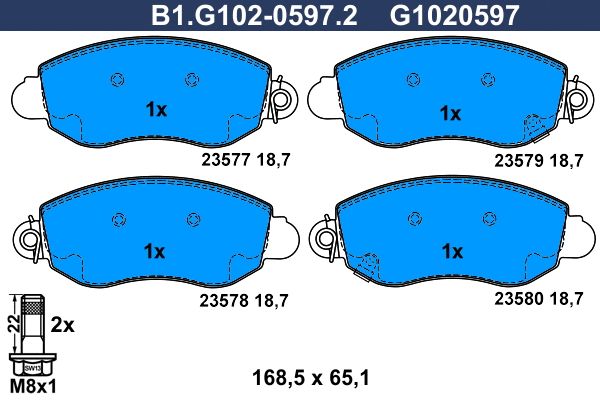 Kit de plaquettes de frein, frein à disque GALFER B1.G102-0597.2