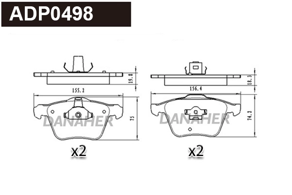 Kit de plaquettes de frein, frein à disque DANAHER ADP0498