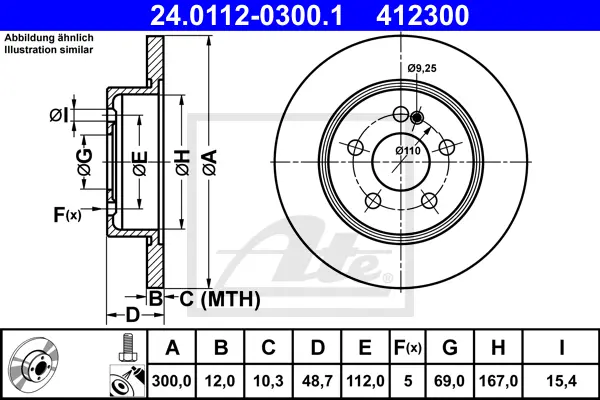Disque de frein ATE-APAC 24.0112-0300.1