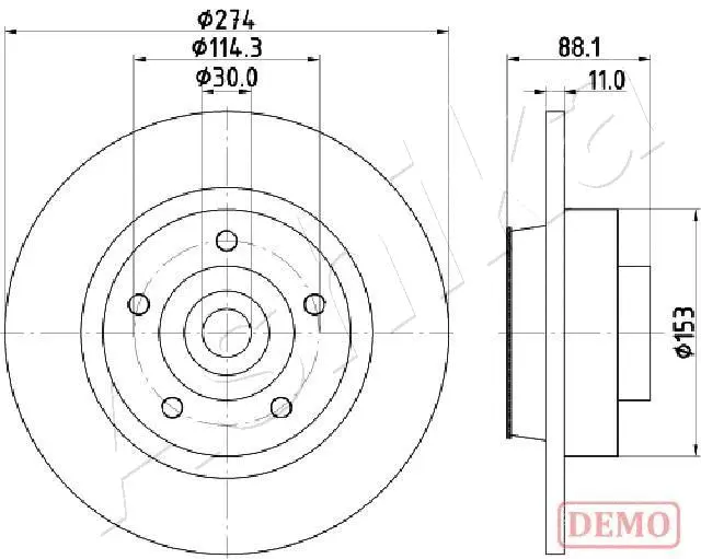 Disque de frein ASHIKA 61-00-0705C
