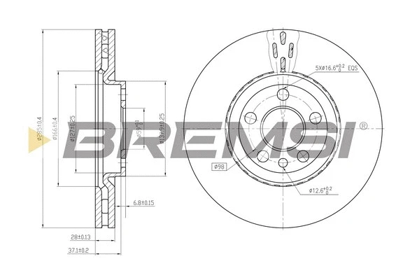 Disque de frein BREMSI CD7165V