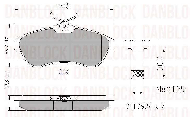 Kit de plaquettes de frein, frein à disque DANBLOCK DB 510408
