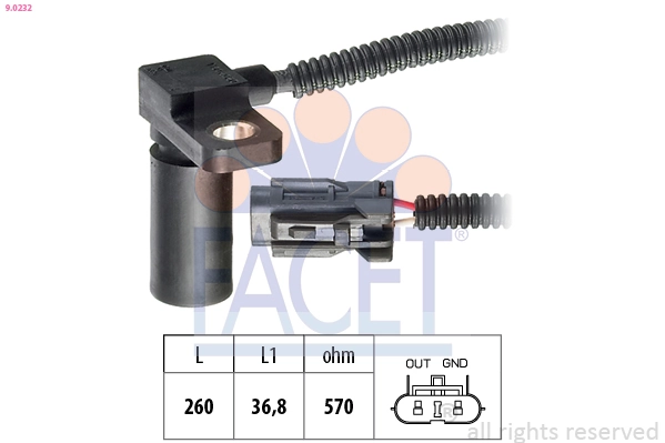Capteur, vitesse de rotation du moteur FACET 9.0232