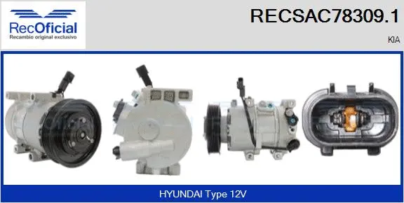 Compresseur, climatisation RECOFICIAL RECSAC78309.1