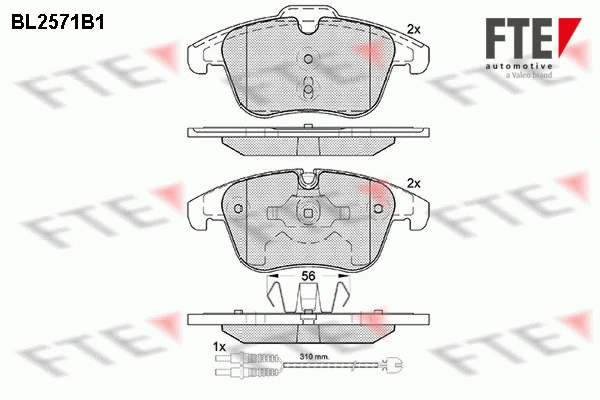 Kit de plaquettes de frein, frein à disque FTE 9010823
