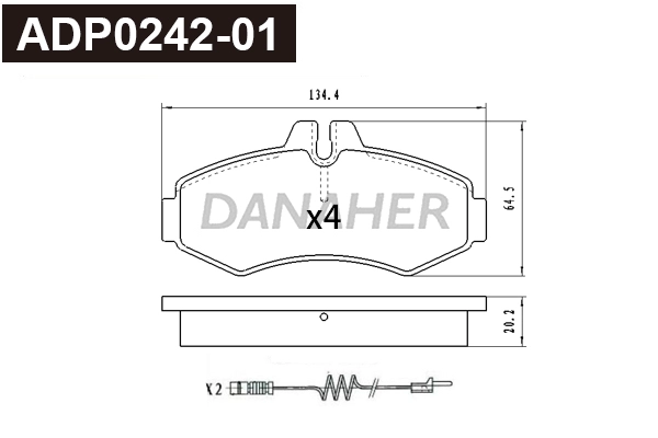 Kit de plaquettes de frein, frein à disque DANAHER ADP0242-01