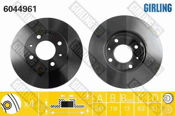 Disque de frein GIRLING 6044961