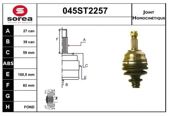 Jeu de joints, arbre de transmission STARTCAR 045ST2257