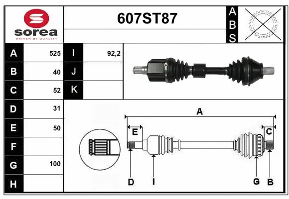 Arbre de transmission STARTCAR 607ST87