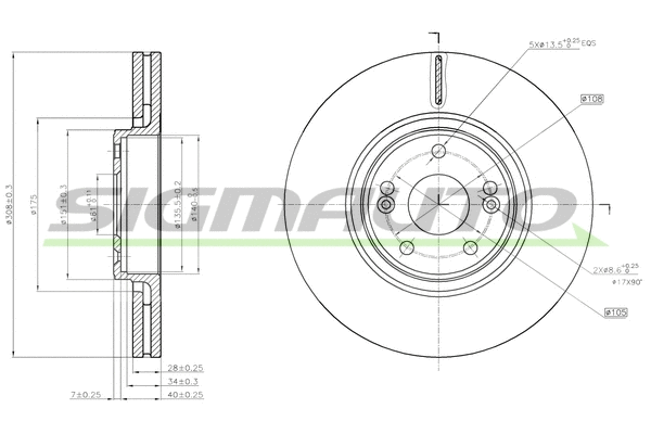 Disque de frein SIGMAUTO DBB511V