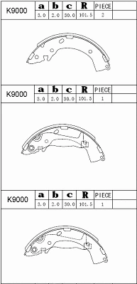 Jeu de mâchoires de frein ASIMCO K9000