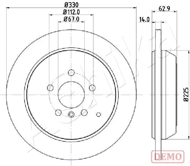 Disque de frein ASHIKA 61-00-0524C