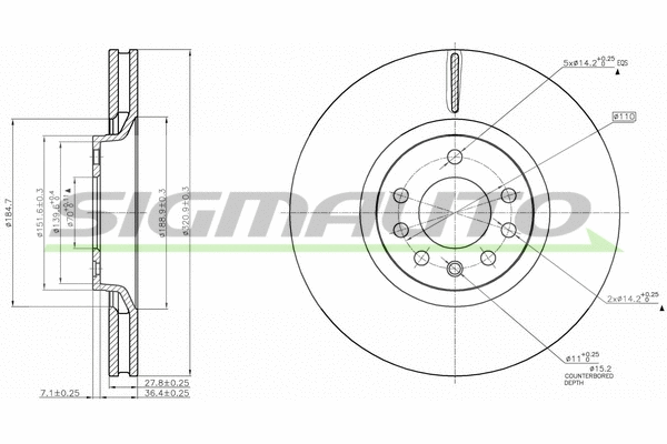 Disque de frein SIGMAUTO DBB904V
