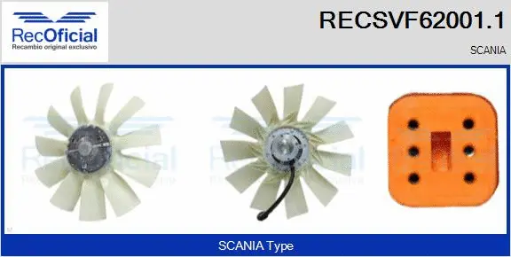 Embrayage, ventilateur de radiateur RECOFICIAL RECSVF62001.1