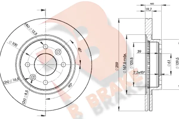 Disque de frein R BRAKE 78RBD25081