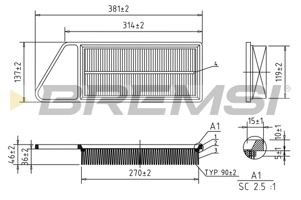 Filtre à air BREMSI FA0577