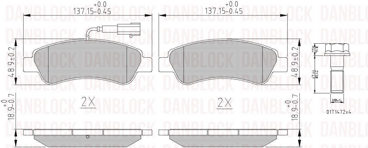 Kit de plaquettes de frein, frein à disque DANBLOCK DB 511235