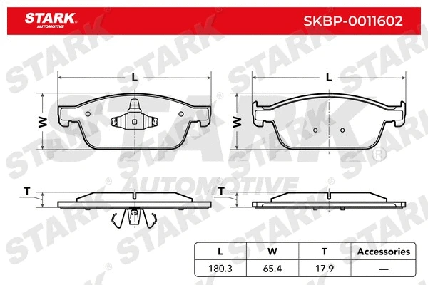 Kit de plaquettes de frein, frein à disque Stark SKBP-0011602