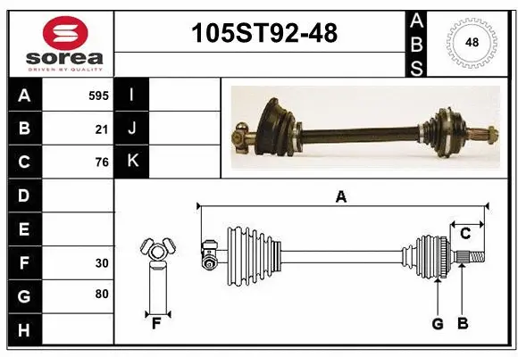 Arbre de transmission STARTCAR 105ST92-48
