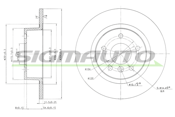 Disque de frein SIGMAUTO DBA874S