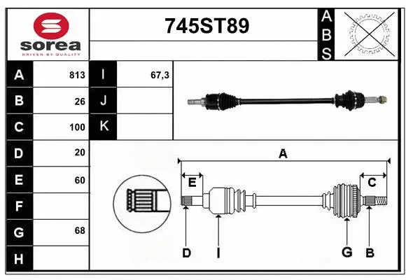 Arbre de transmission STARTCAR 745ST89