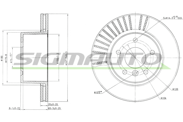 Disque de frein SIGMAUTO DBB379V