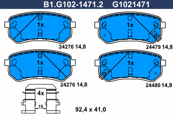 Kit de plaquettes de frein, frein à disque GALFER B1.G102-1471.2