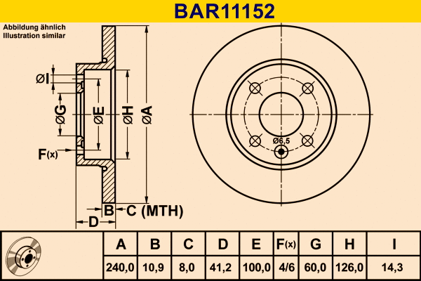 Disque de frein BARUM BAR11152