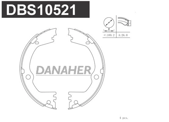 Jeu de mâchoires de frein, frein de stationnement DANAHER DBS10521