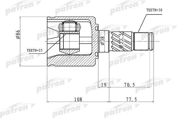 Jeu de joints, arbre de transmission PATRON PCV1357