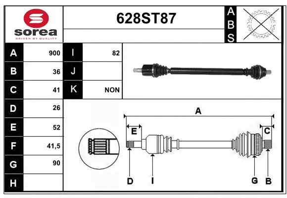 Arbre de transmission STARTCAR 628ST87