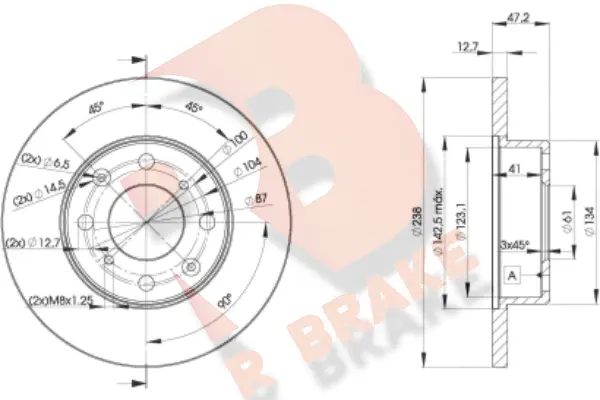 Disque de frein R BRAKE 78RBD20829