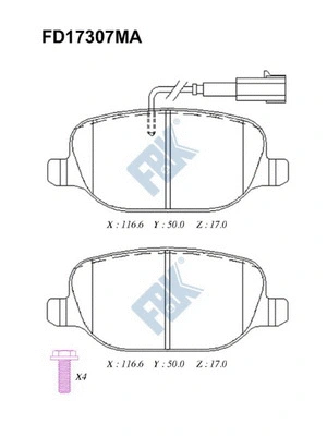 Kit de plaquettes de frein, frein à disque FBK FD17307MA
