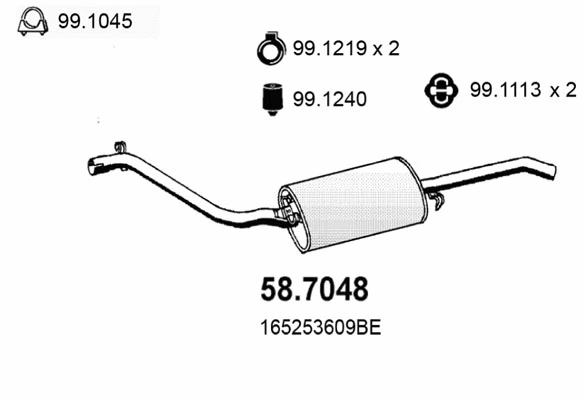 Silencieux arrière ASSO 58.7048