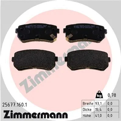 Kit de plaquettes de frein, frein à disque ZIMMERMANN 25677.160.1